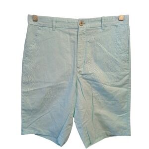 Janie and Jack Boys Aqua Blue Linen Blend Adjustable Waist Dress Shorts Size 18